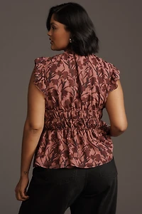 Hutch Flutter-Sleeve V-Neck Blouse