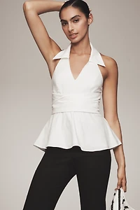 Hutch Colbie Collared Halter Peplum Tank