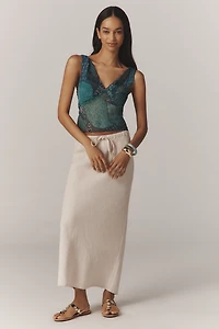 RIXO Nandi Hand-Beaded V-Neck Tank Top