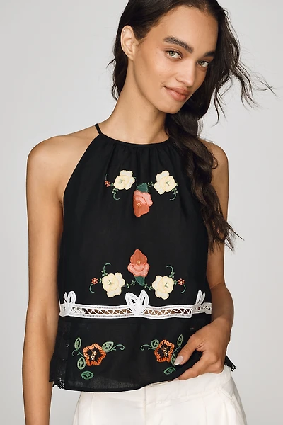 RIXO Cilla Embroidered Top