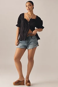 By Anthropologie Puff-Sleeve Eyelet Top