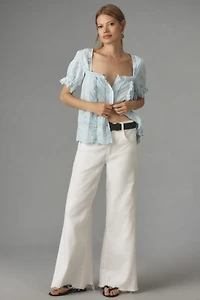 By Anthropologie Puff-Sleeve Eyelet Top