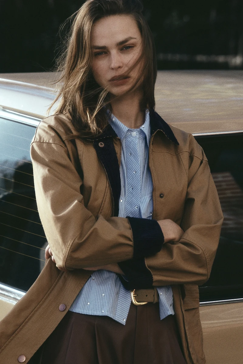 Maeve Patch Pocket Crop Buttondown Shirt