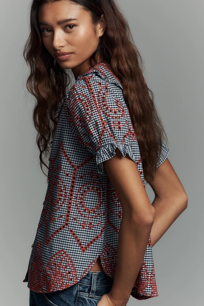 The Keira Gingham Blouse by Pilcro