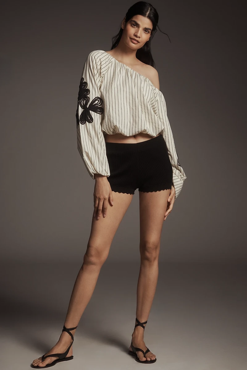 By Anthropologie Off-the-Shoulder Bubble-Hem Top