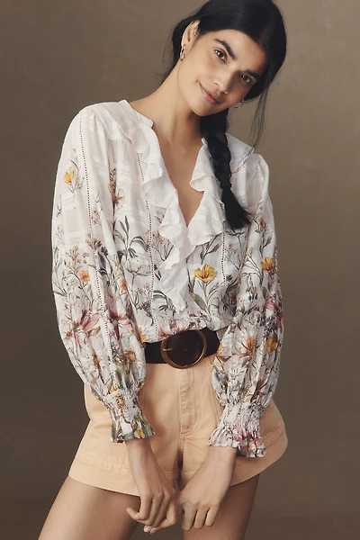 By Anthropologie Long-Sleeve Front Blouse