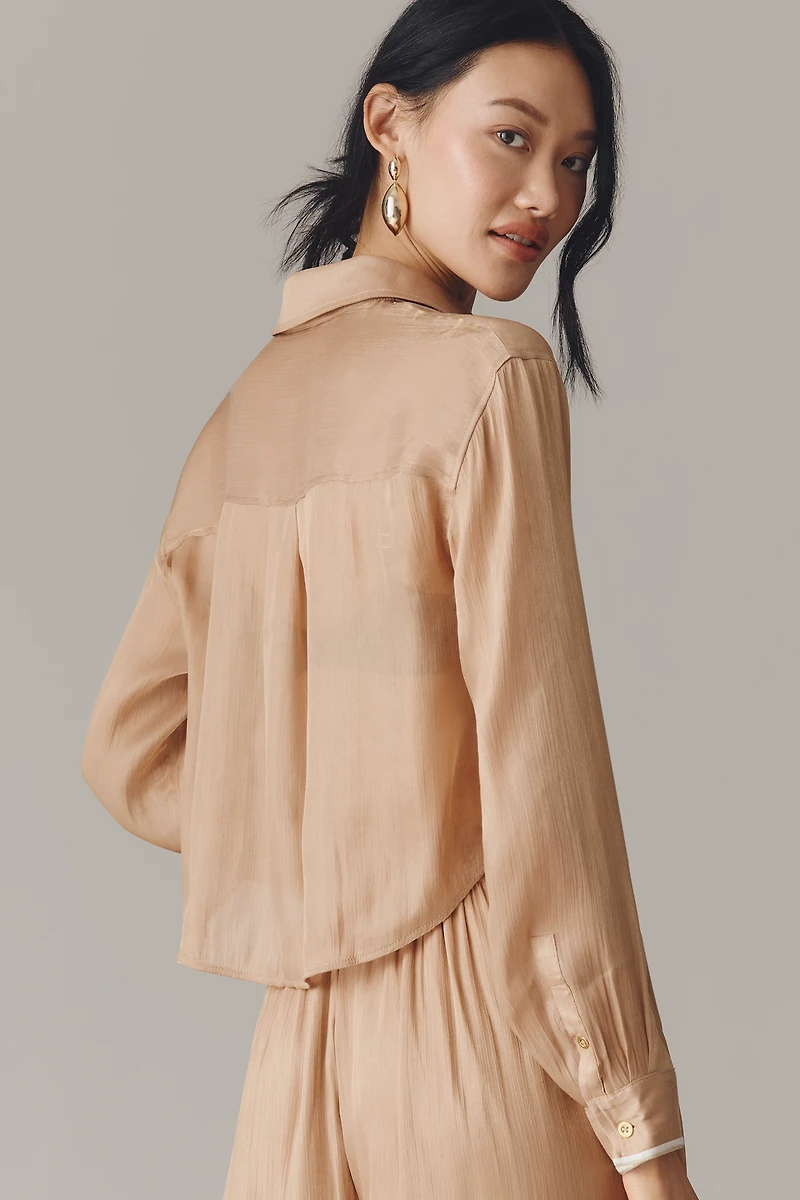 Maeve Long-Sleeve Silky Buttondown Shirt