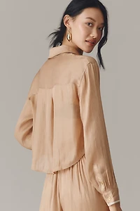 Maeve Long-Sleeve Silky Buttondown Shirt