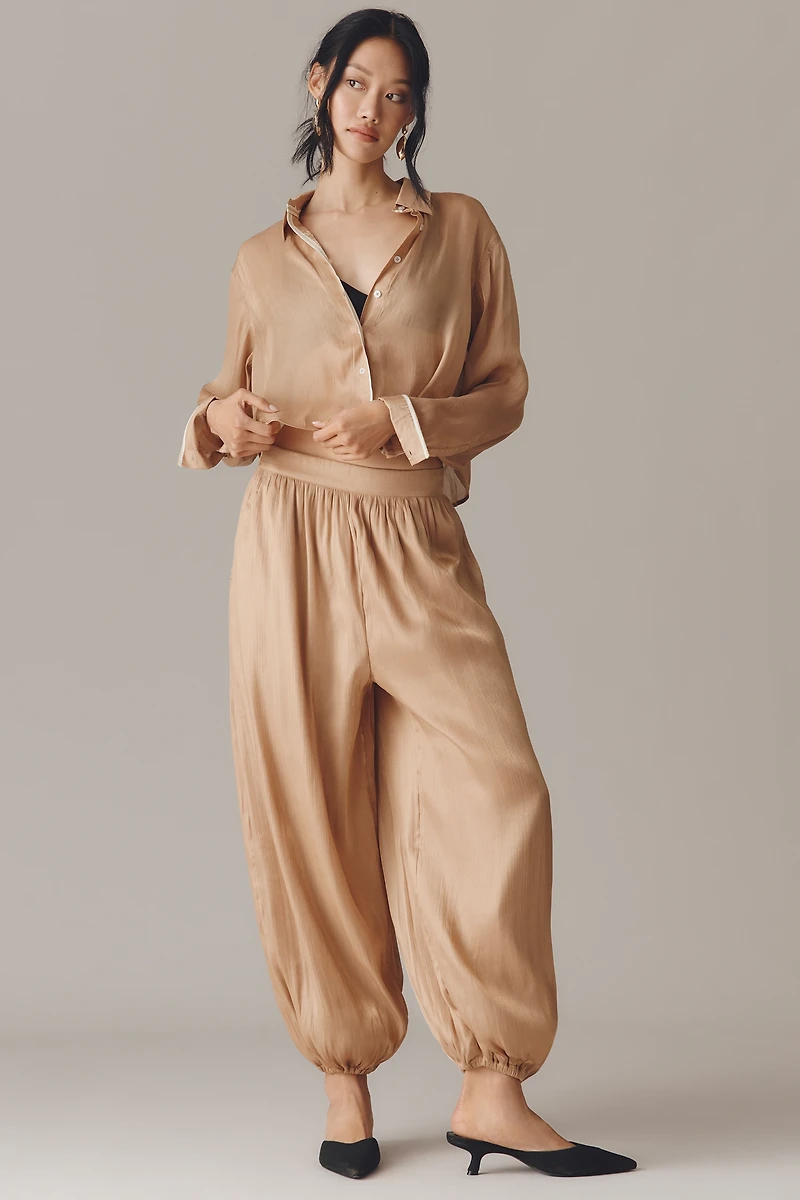 Maeve Long-Sleeve Silky Buttondown Shirt