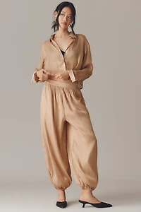 Maeve Long-Sleeve Silky Buttondown Shirt