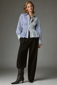 Maeve Smocked Buttondown Shirt