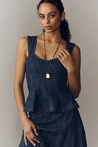 By Anthropologie Sleeveless Denim Peplum Top