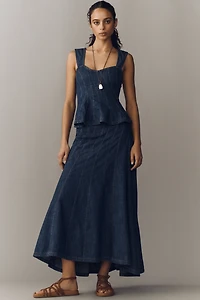 By Anthropologie Sleeveless Denim Peplum Top