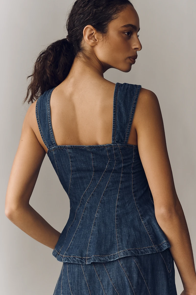 By Anthropologie Sleeveless Denim Peplum Top