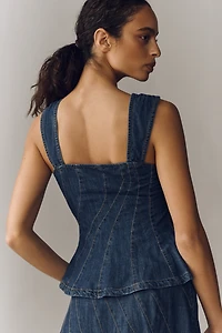 By Anthropologie Sleeveless Denim Peplum Top