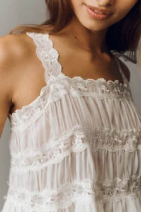 By Anthropologie Shirred Lace Tank