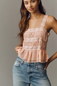 By Anthropologie Shirred Lace Tank