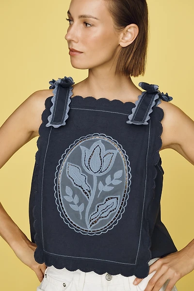 Maeve Cotton Linen Tie-Shoulder Tank