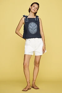 Maeve Cotton Linen Tie-Shoulder Tank