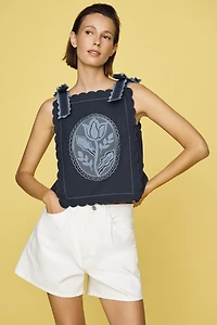 Maeve Cotton Linen Tie-Shoulder Tank