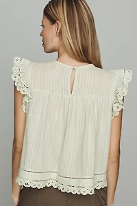 By Anthropologie Lace Flutter Top