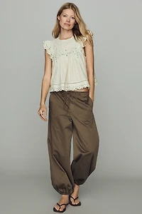 By Anthropologie Lace Flutter Top