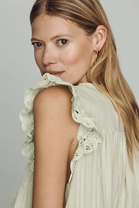 By Anthropologie Lace Flutter Top