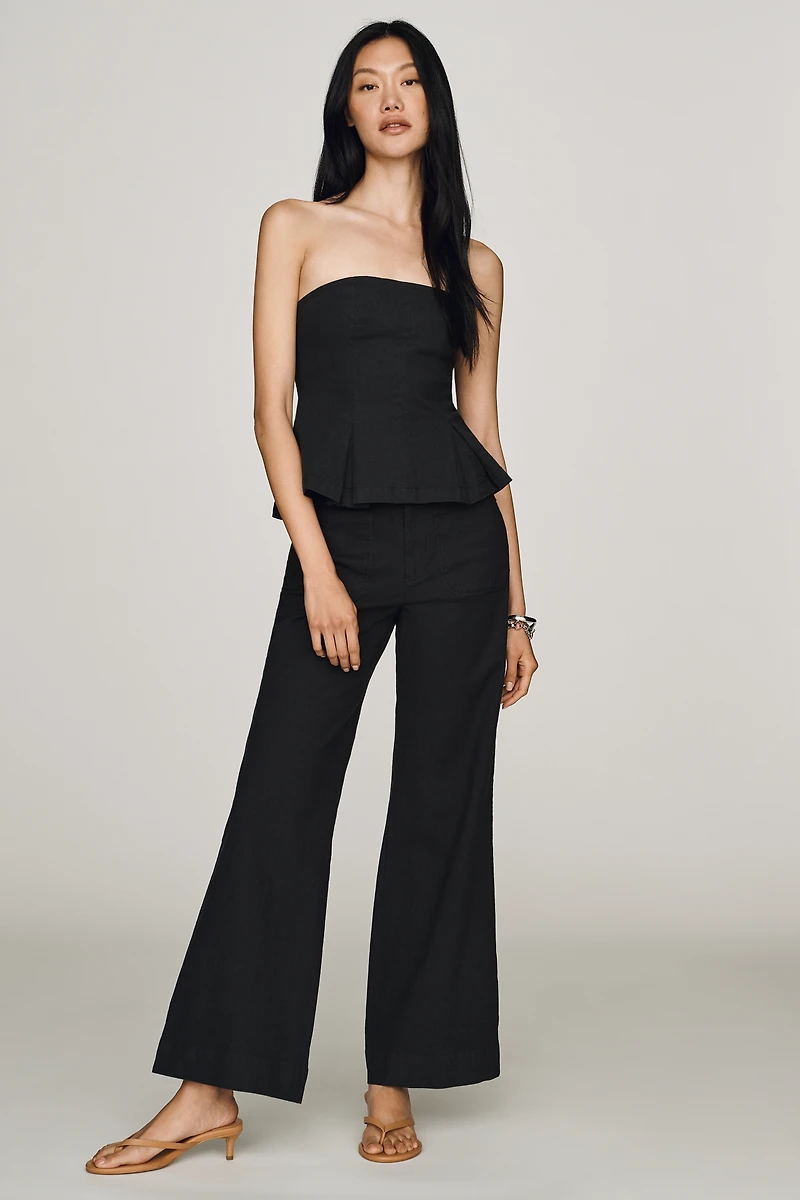 By Anthropologie Strapless Peplum Top