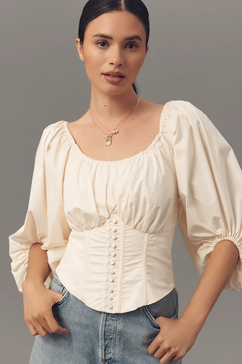 For Love & Lemons Bow-Back Corset Blouse