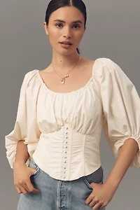 For Love & Lemons Bow-Back Corset Blouse