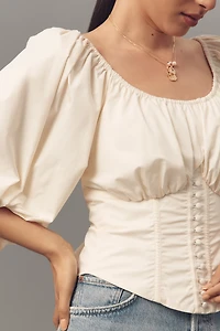 For Love & Lemons Bow-Back Corset Blouse