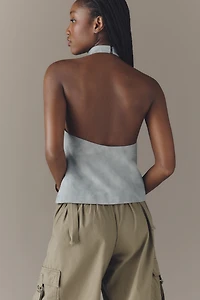 Lamarque Alva Suede Sleeveless High-Neck Top