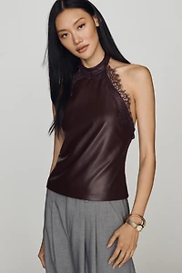 Lamarque Ginny Faux-Leather Lace Top