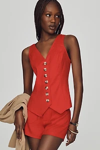 Halsey European Linen Stretch Button Front Blouse