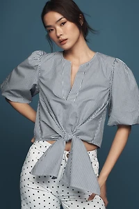 Maeve Short-Sleeve Tie-Front Blouse