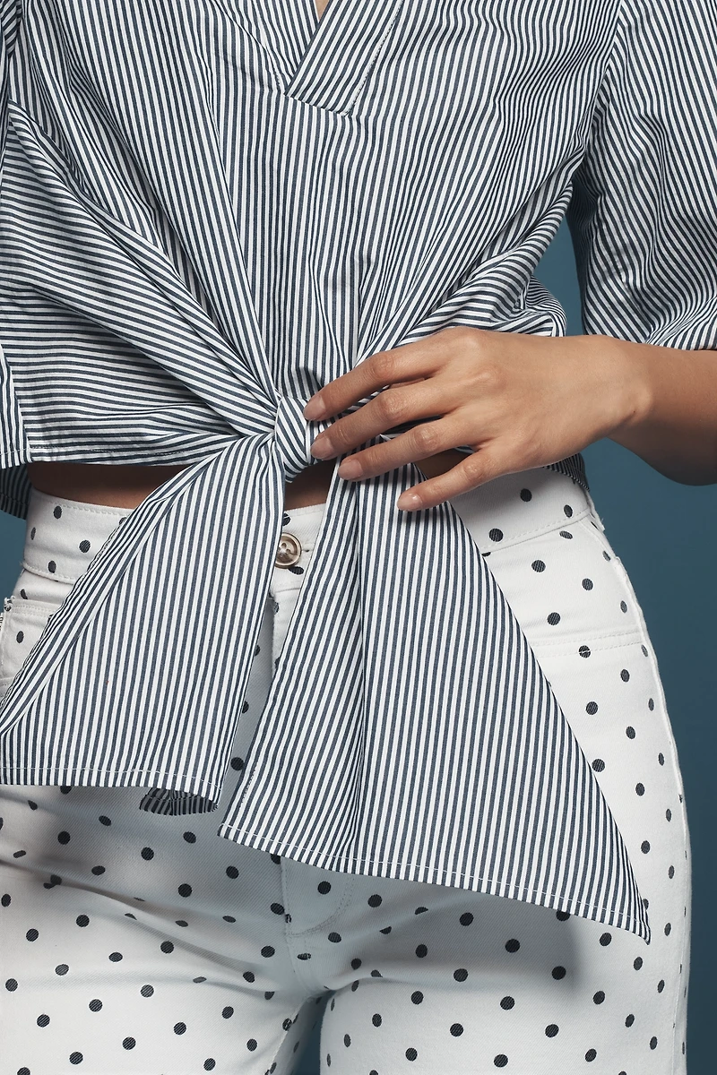 Maeve Short-Sleeve Tie-Front Blouse