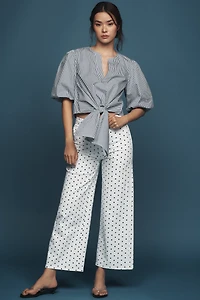 Maeve Short-Sleeve Tie-Front Blouse
