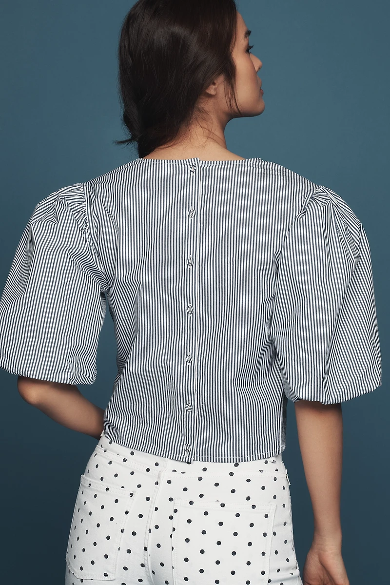 Maeve Short-Sleeve Tie-Front Blouse