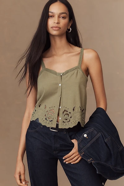 By Anthropologie Scallop-Trim Lace Tank
