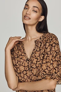Trina Pintuck Short-Sleeve Swing Top