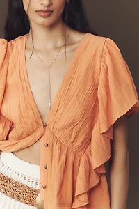 By Anthropologie Flutter-Sleeve Blouse