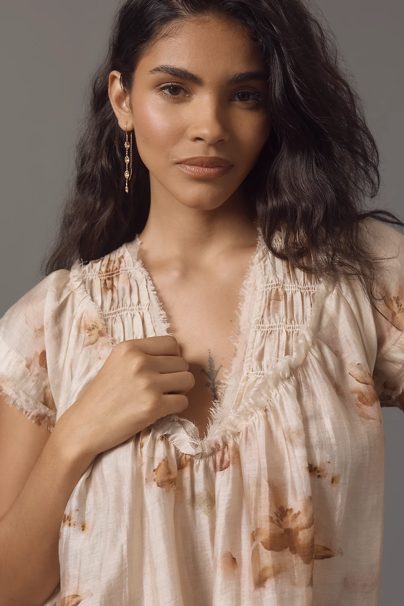 By Anthropologie Smocked Yoke Blouse