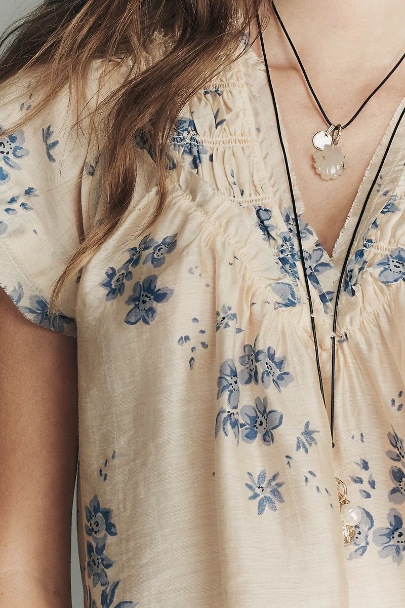 By Anthropologie Smocked Yoke Blouse