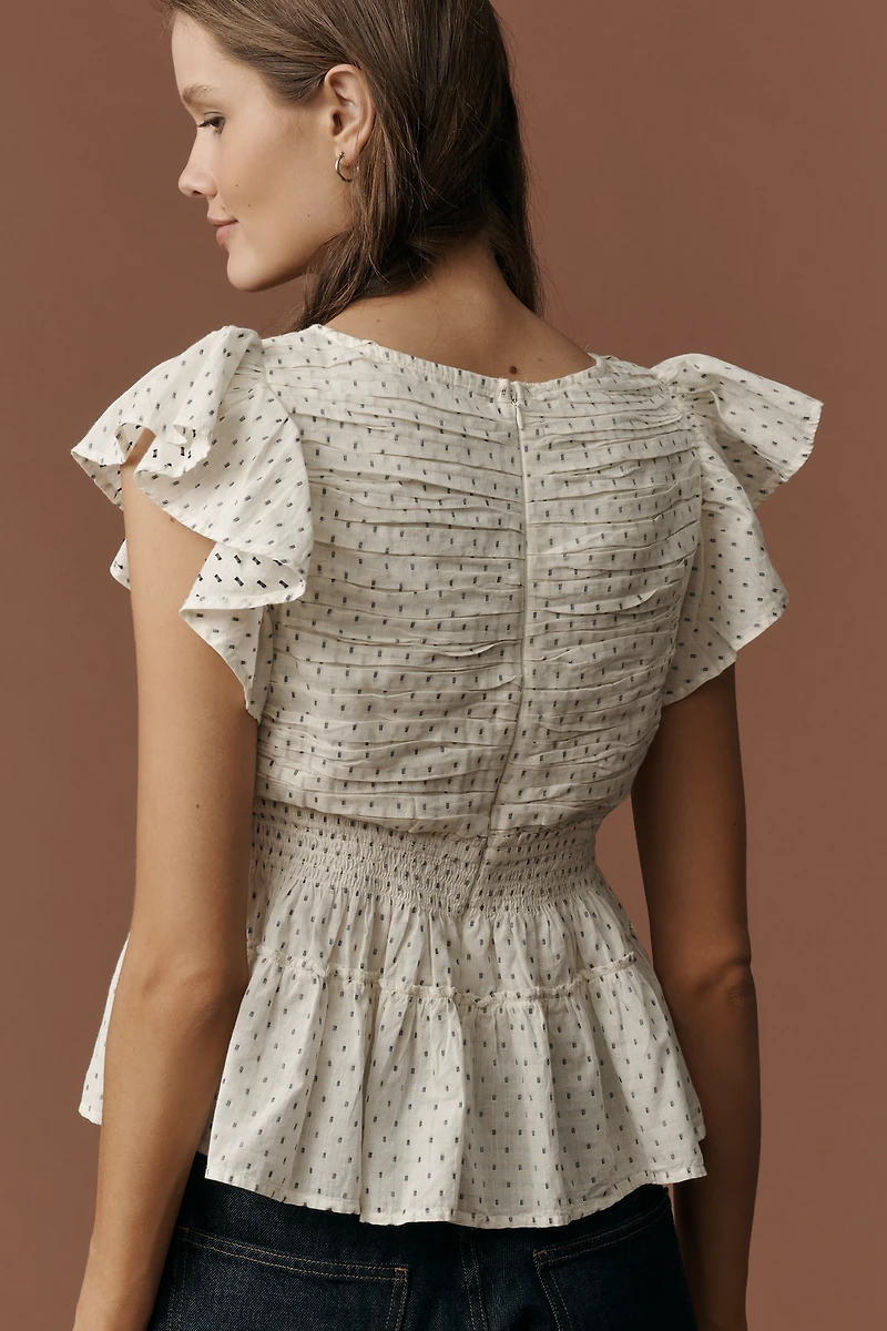 By Anthropologie Flutter-Sleeve Blouse
