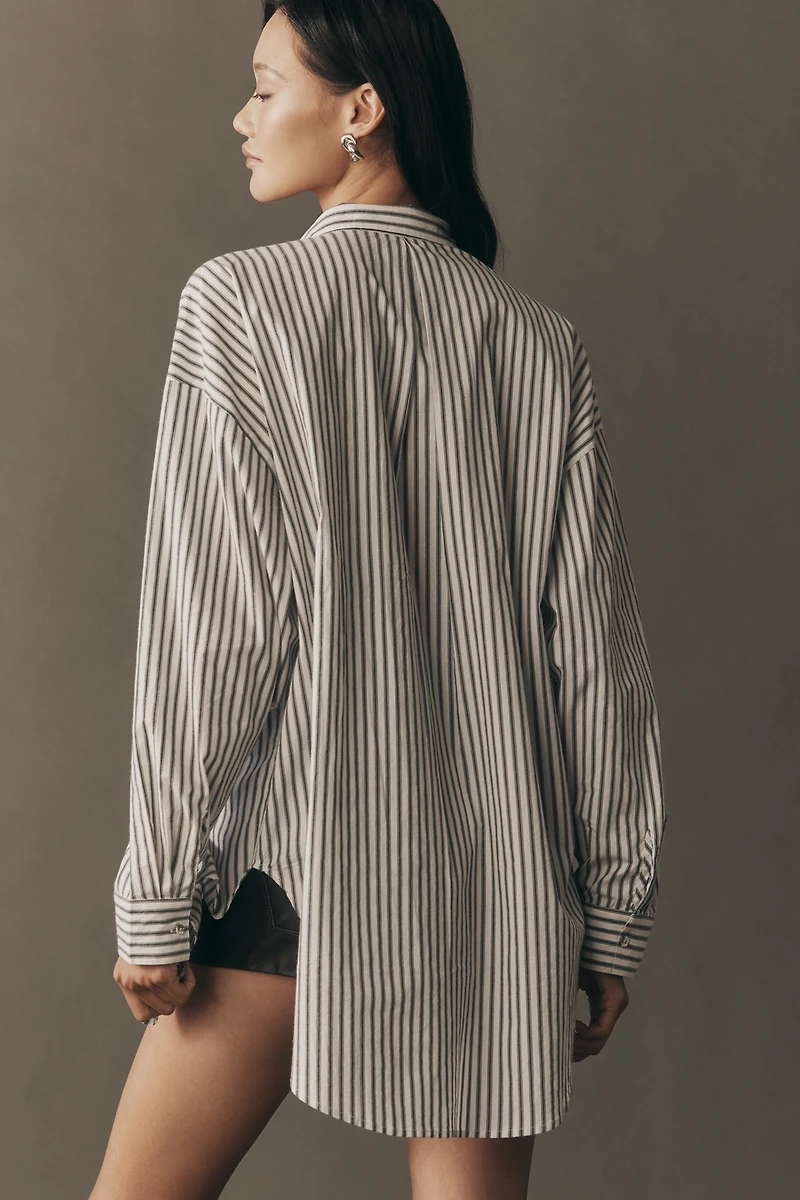 Pilcro Crystal-Embellished Relaxed Buttondown Shirt