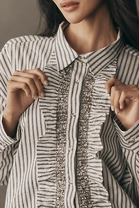 Pilcro Crystal-Embellished Relaxed Buttondown Shirt