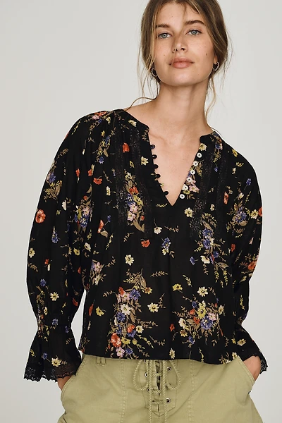 Trina Pintuck Long-Sleeve Swing Top