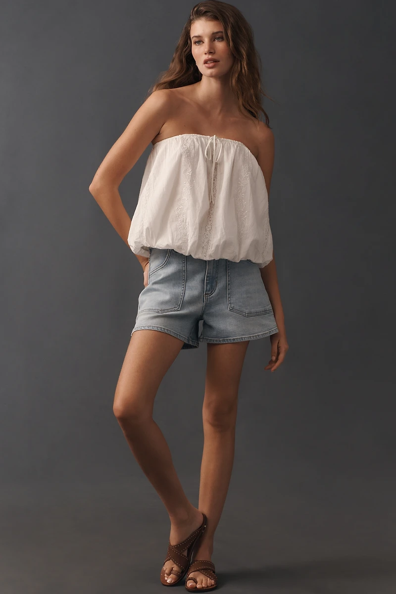 By Anthropologie 100% Cotton Bubble-Hem Tube Top