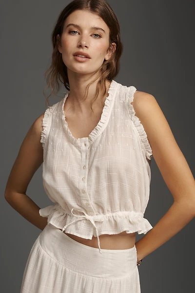 By Anthropologie Sleeveless Mixed Lace Top