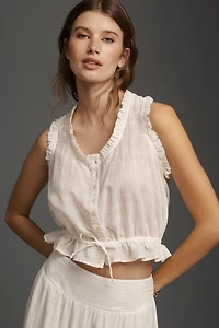 By Anthropologie Sleeveless Mixed Lace Top